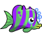 purple and green fish symbol