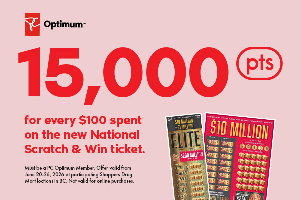 Shoppers Drug Mart $100 Elite Scratch & Win ticket Promotion (June 20 - 26, 2026)