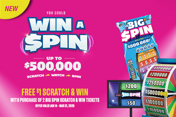 Buy 2 Big Spin Scratch & Win tickets and get a Free $1 Scratch & Win ticket at participating Chevron locations!