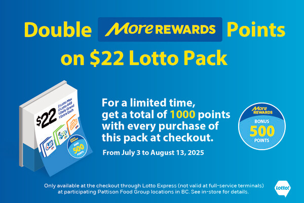 Double More Rewards Points on $22 Lotto Pack!
