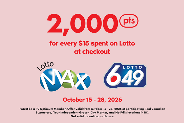 Earn 2,000 PC Optimum Points on Lotto Express