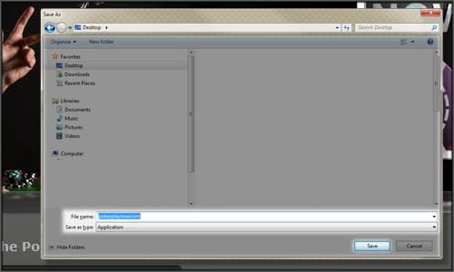 Screen shot of the save as screen with file name and save highlighted